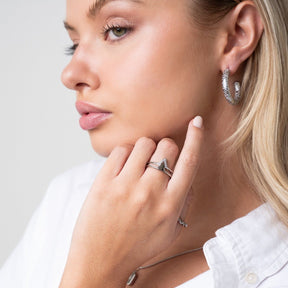 Aro de Argola Textura - Plata