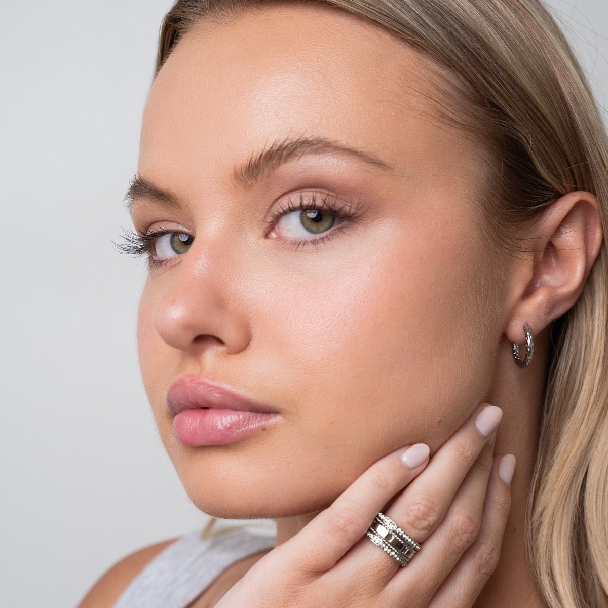 Aro de Argola Texturizado - Plata