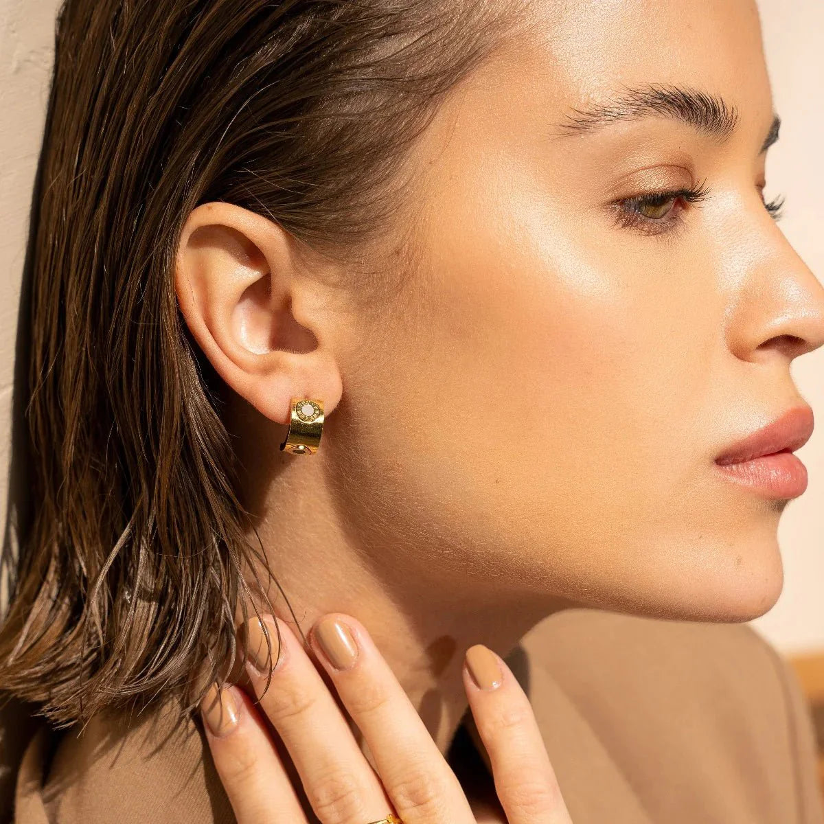 Aro Giratório Numeral Romanos Bañado en Oro 18K