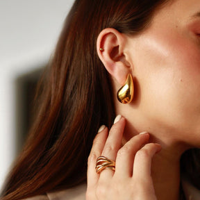 Aro Gota Hailey Bañado en Oro 18k