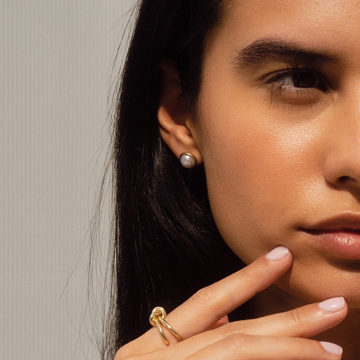 Aro Pérola Solitária Bañado en Oro 18K