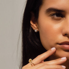 Aro Pérola Solitária Bañado en Oro 18K