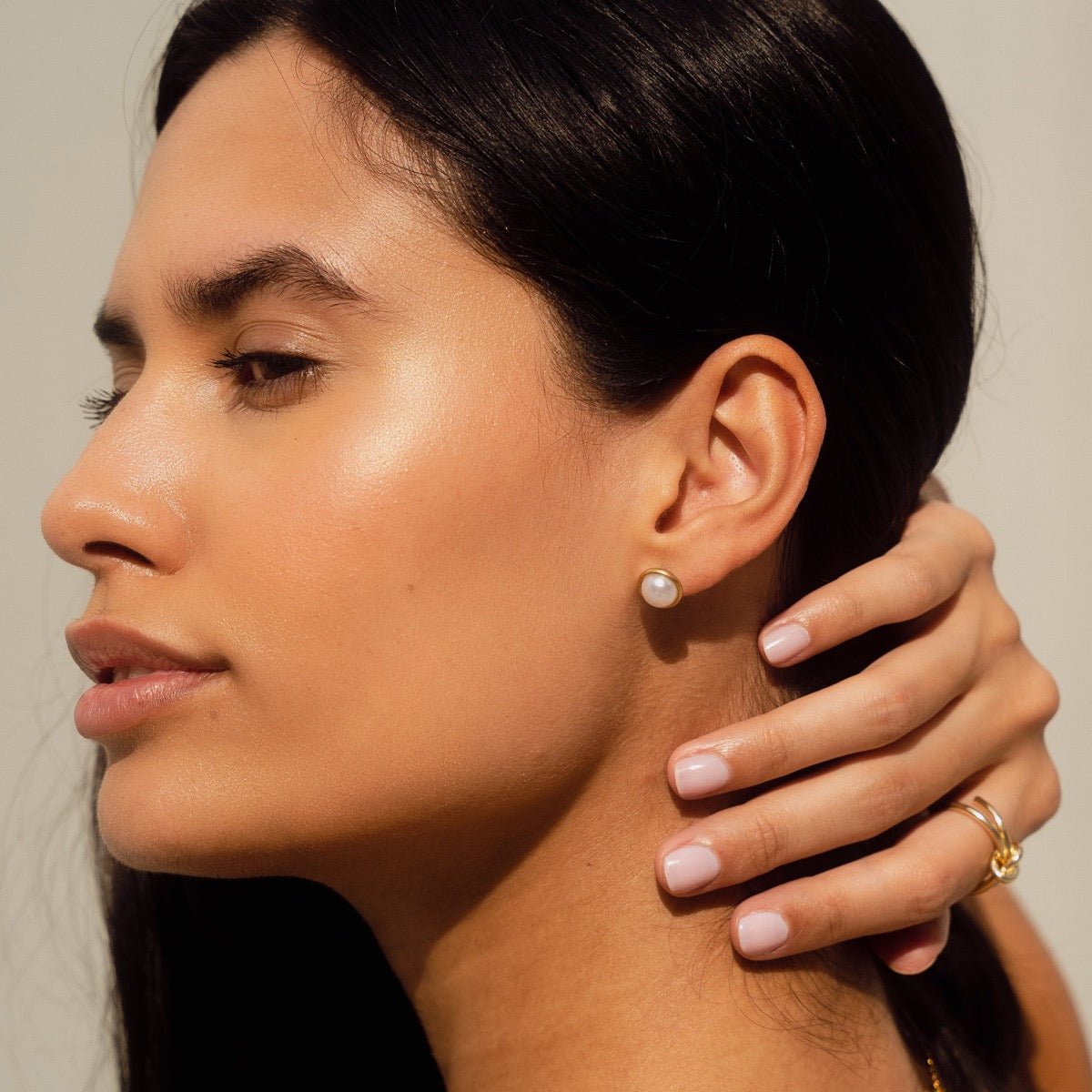 Aro Pérola Solitária Bañado en Oro 18K