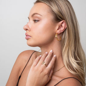 Aro Zig Zag Bañado en Oro 18k