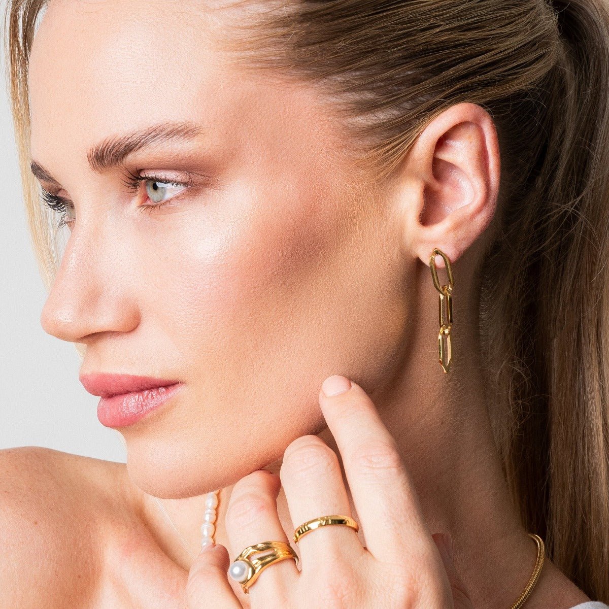 Aros Pendentes Elo Bañado en Oro 18k