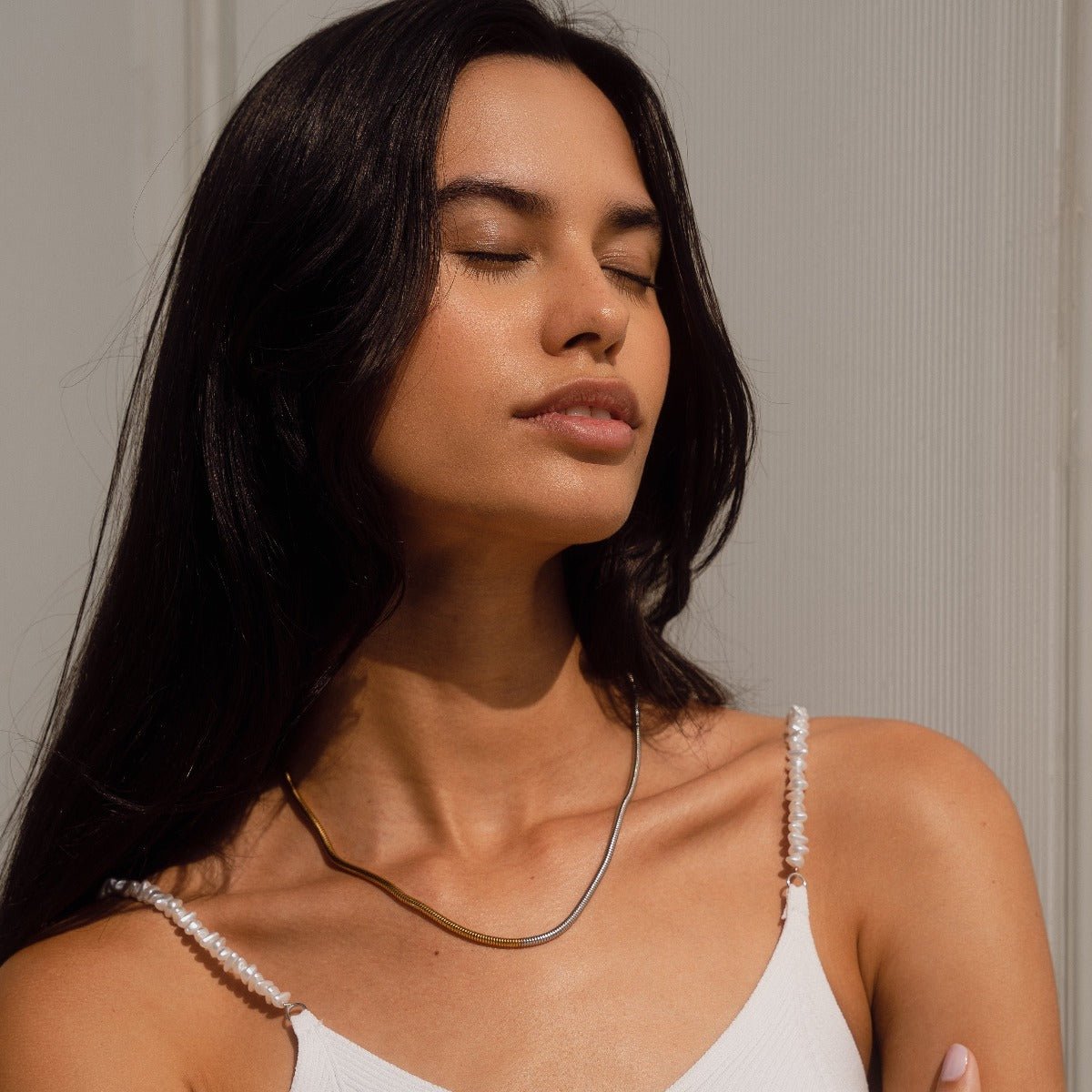 Collar Contraste Malha Bañado en Oro 18K