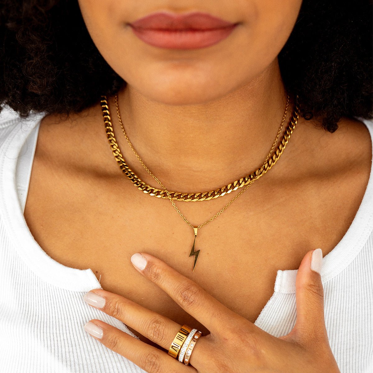 Collar Energia Colgante Raio Bañado en Oro 18K