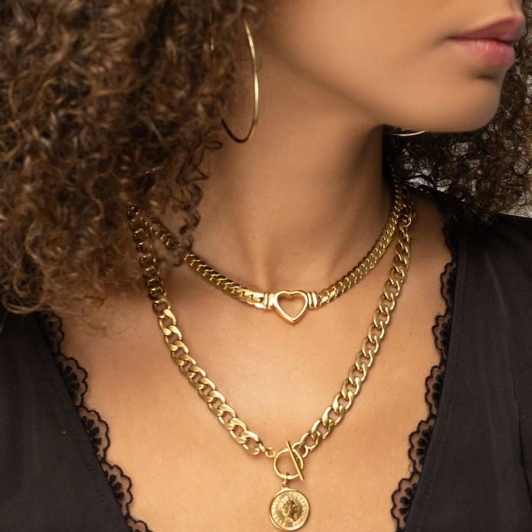 Collar Gargantilha  Corazón Minimalista Bañado en Oro 18K