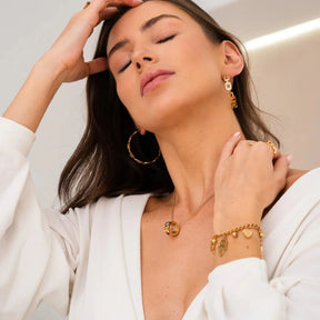 Collar Giratório Numeral Romanos Bañado en Oro 18K