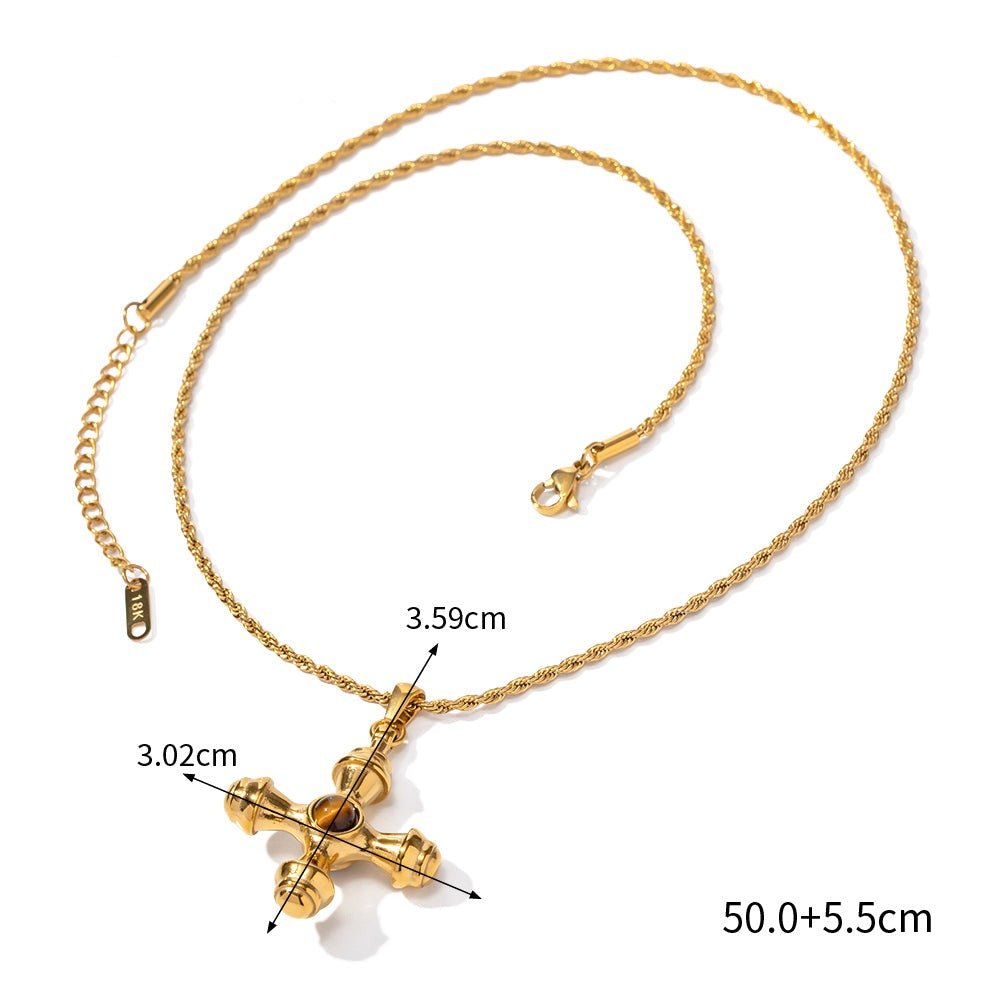 Collar Olho de Tigre Bañado en Oro 18k