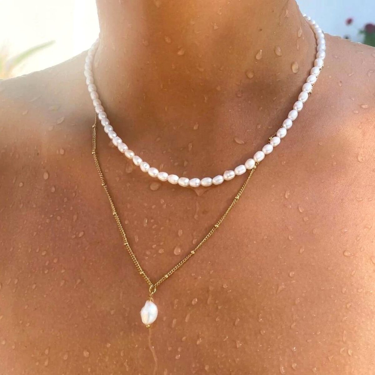 Mix Aloha Collar Duplo Bañado en Oro 18k