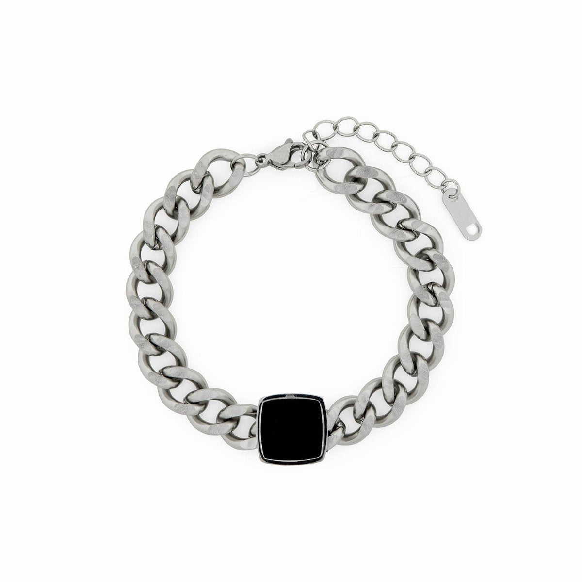 Pulsera de Cadena Colgante Ônix - Plata