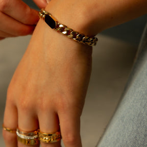 Pulsera de Cadena Colgante Retangular Bañada en Oro 18k