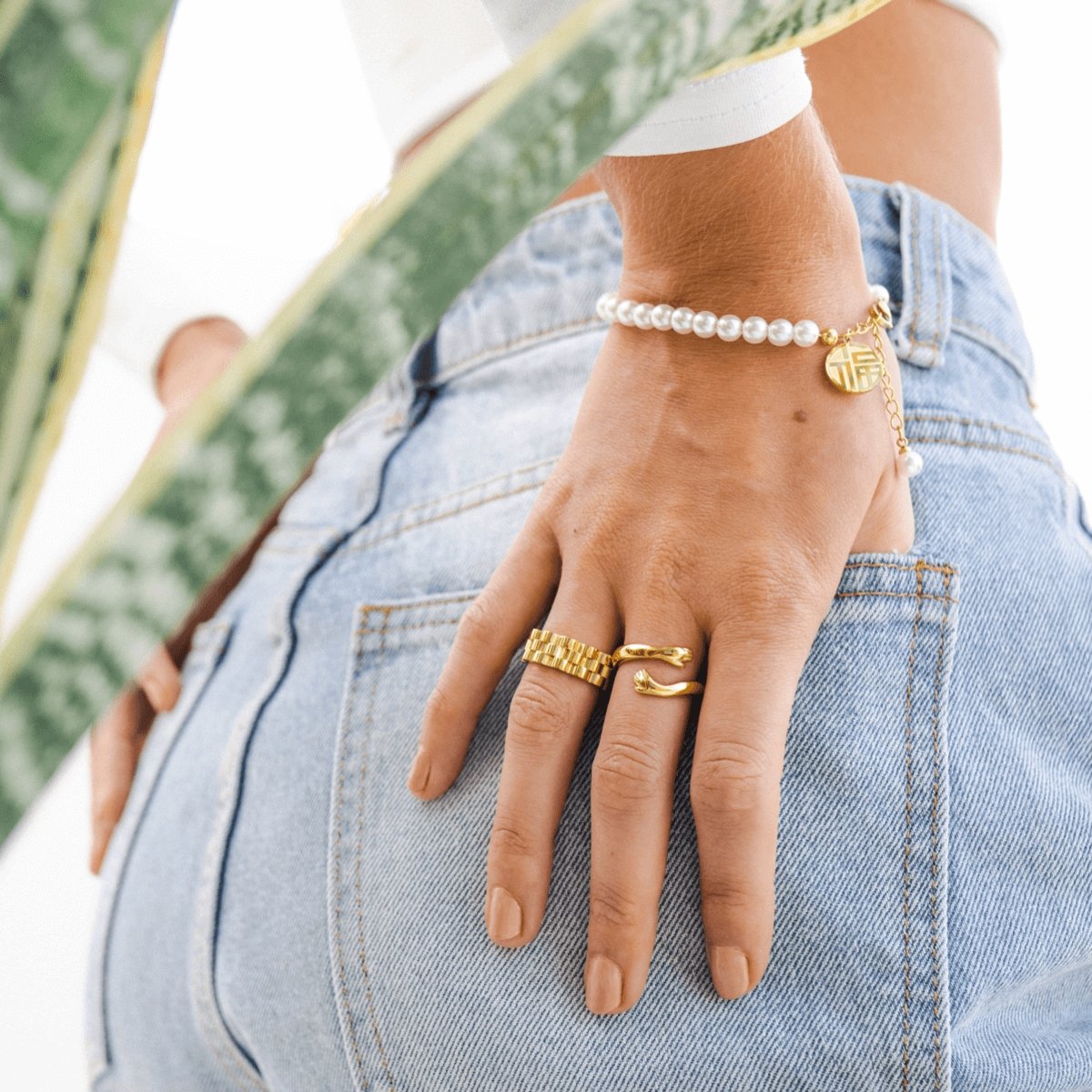 Pulsera de Pérolas Charm Bañada en Oro 18K