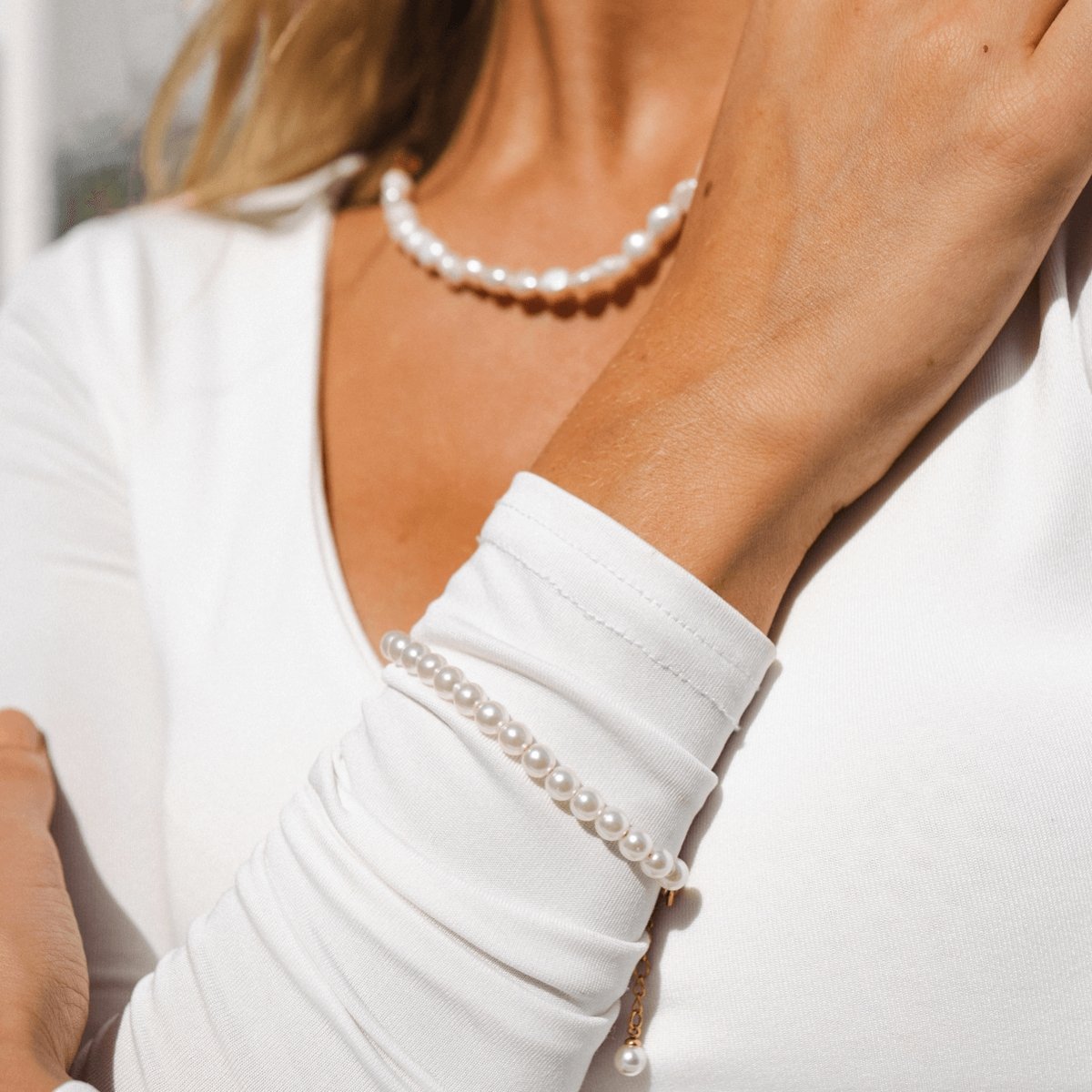 Pulsera de Pérolas Charm Bañada en Oro 18K