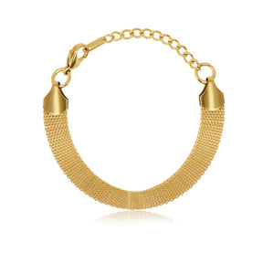 Pulsera Trama Lisa Bañada en Oro 18K